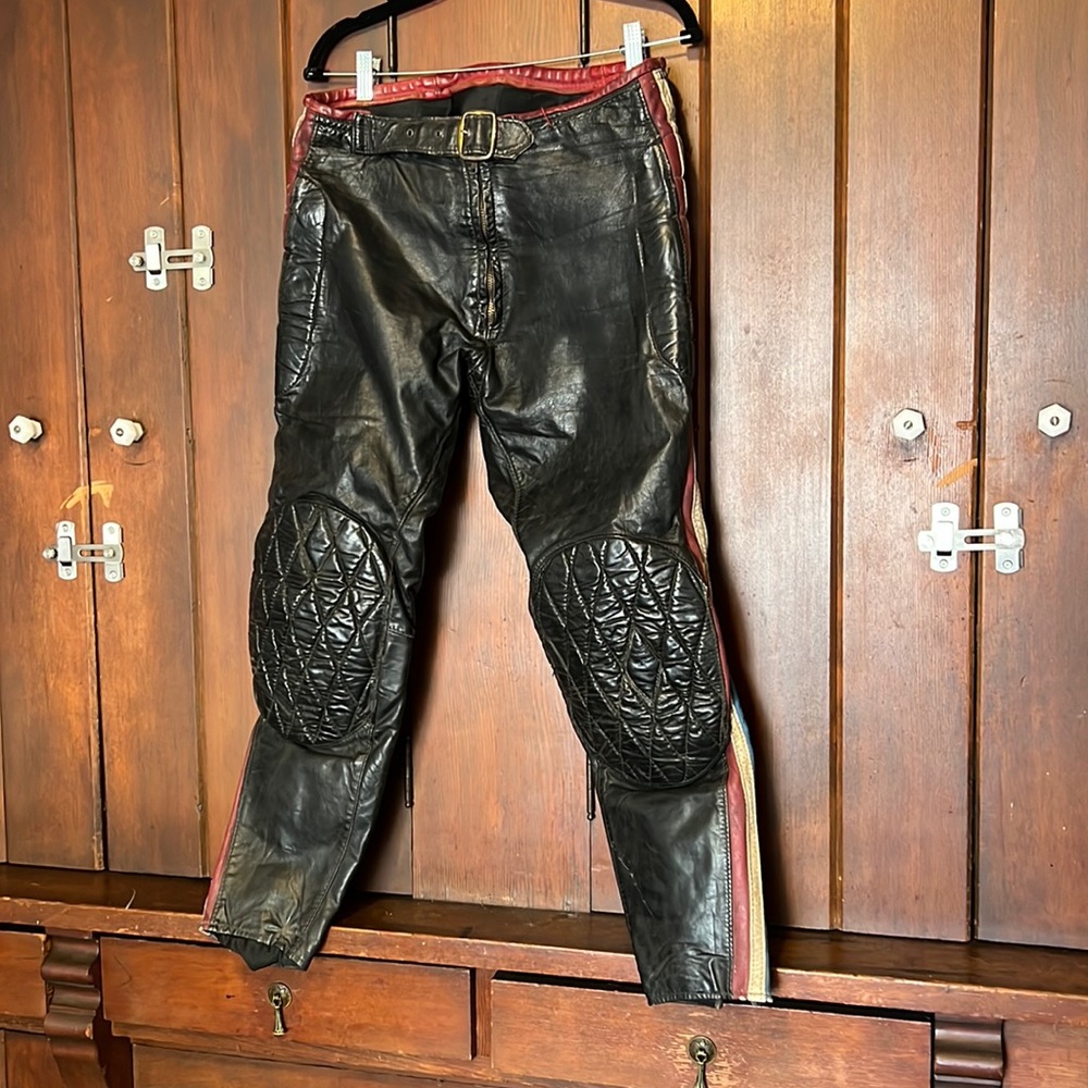 Vintage Leather Motorcycle Race Pants Bill Walters Medium